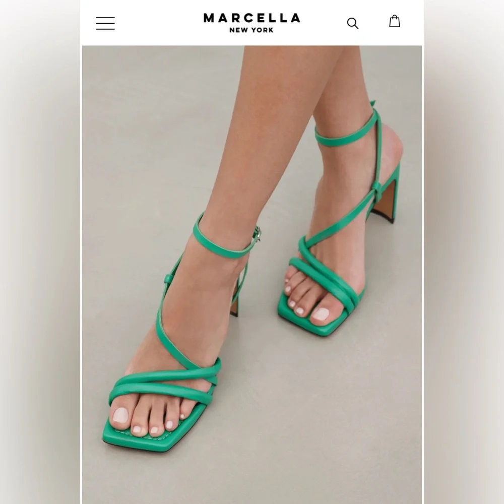💚NWOT Marcella NYC - 3” Valerie Sandals - Spring Green - Size 6 - Picture 1 of 14